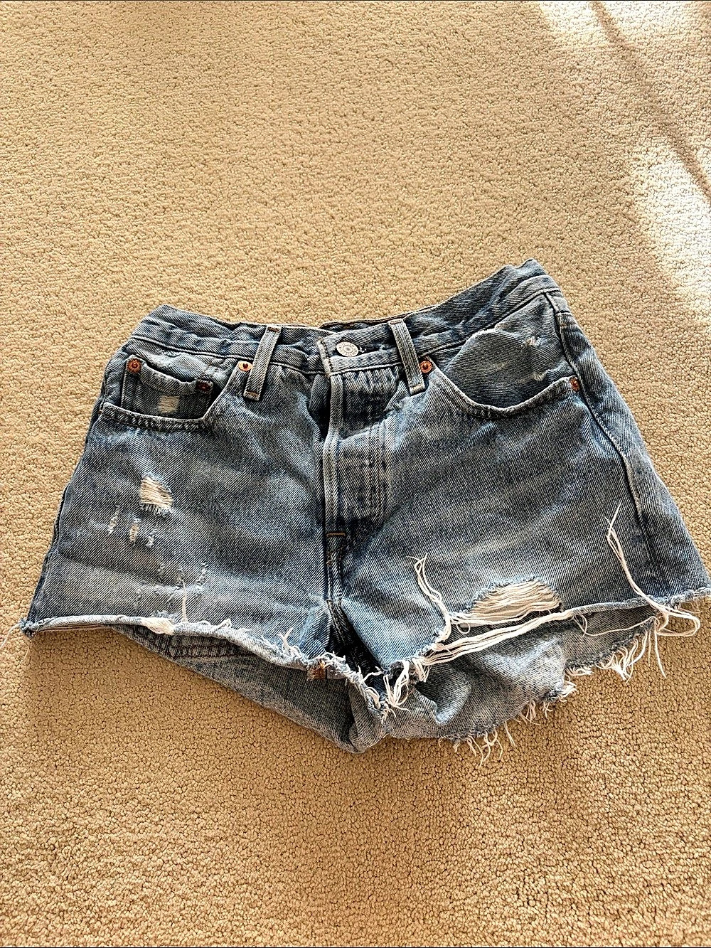 Levi's Premium 501 Original High-Rise Cutoff Denim Shorts Blue